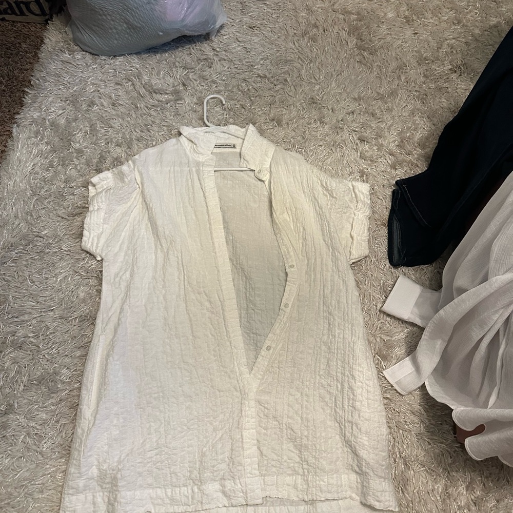Abercrombie & Fitch White Relaxed T-Shirt Dress
